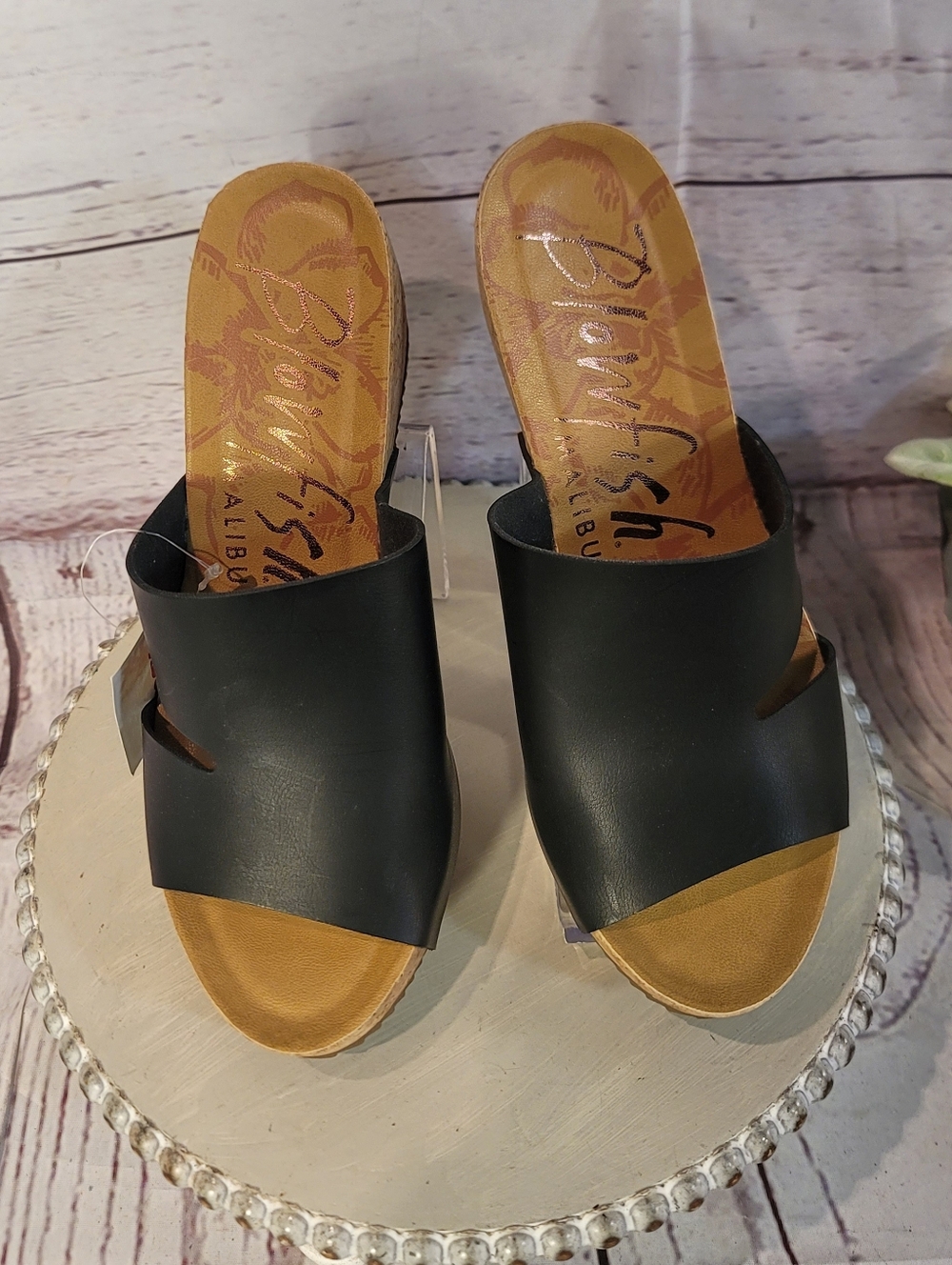 NWT Blowfish Malibu Womens Black Cork Wedge Slide Sandals Size 8.5 - Picture 7 of 14
